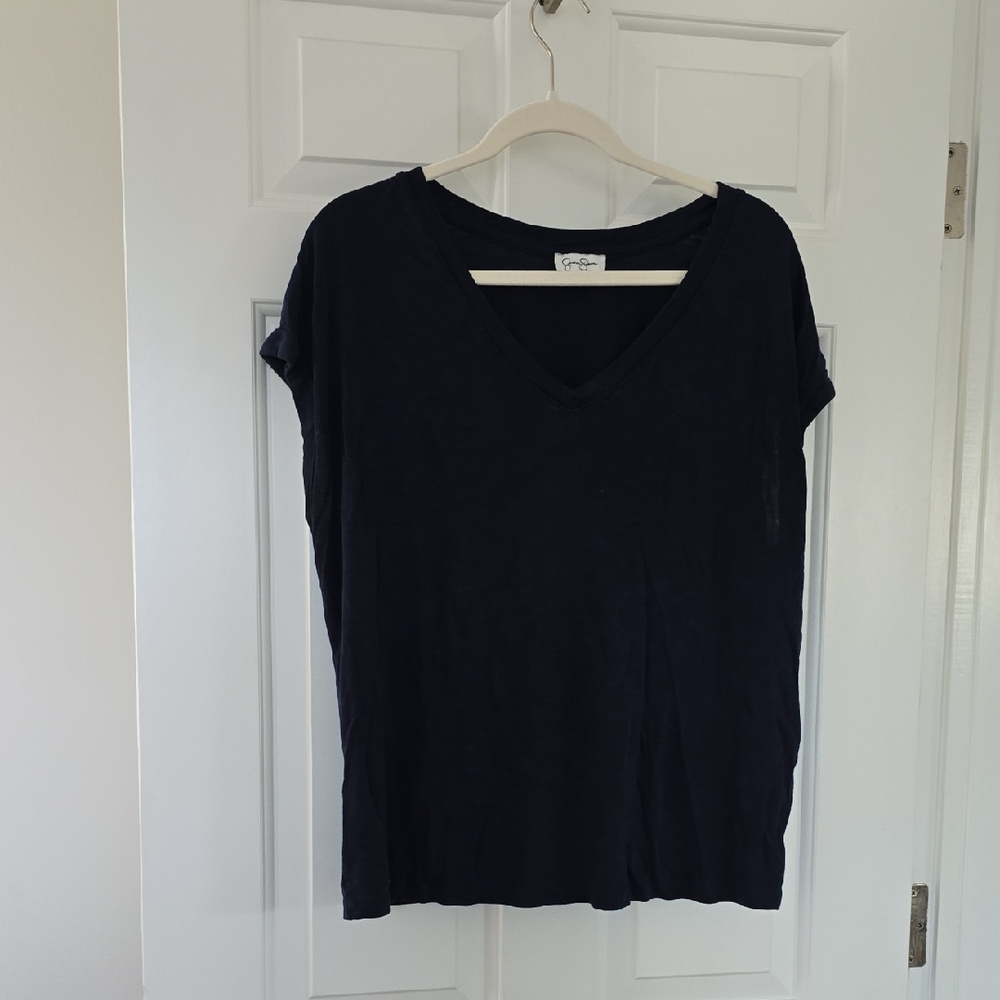 Jessica Simpson Navy V-Neck Tee